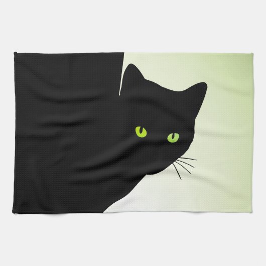 Green Mit Augen Black Cat Geschirrtuch (Horizontal)