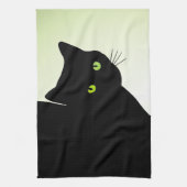 Green Mit Augen Black Cat Geschirrtuch (Vertikal)