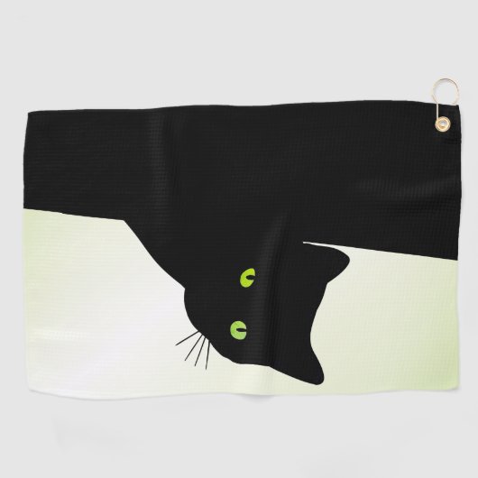 Green Mit Augen Black Cat Golfhandtuch (Horizontal)