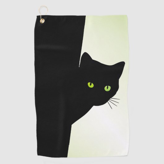 Green Mit Augen Black Cat Golfhandtuch (Vorderseite)