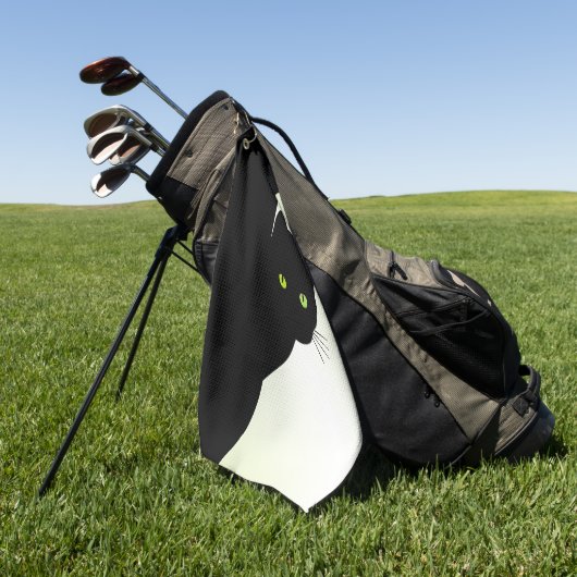 Green Mit Augen Black Cat Golfhandtuch (Gras)