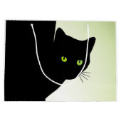 Green Mit Augen Black Cat Große Geschenktüte (Rückseite)