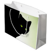 Green Mit Augen Black Cat Große Geschenktüte (Rückseite Schrägansicht)