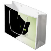 Green Mit Augen Black Cat Große Geschenktüte (Vorderseite Schrägansicht)