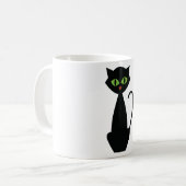 Green Mit Augen Black Cat Kaffee Tasse (Vorderseite Links)