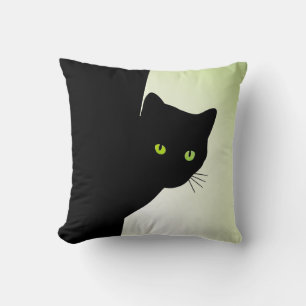 Green Mit Augen Black Cat Kissen