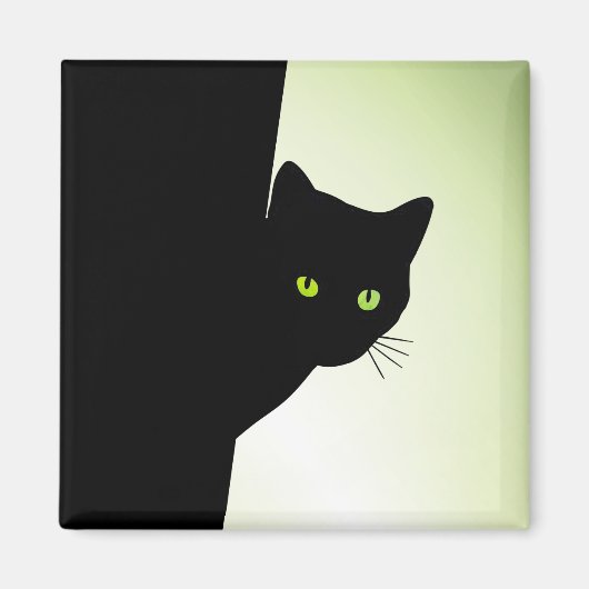 Green Mit Augen Black Cat Magnet (Vorne)