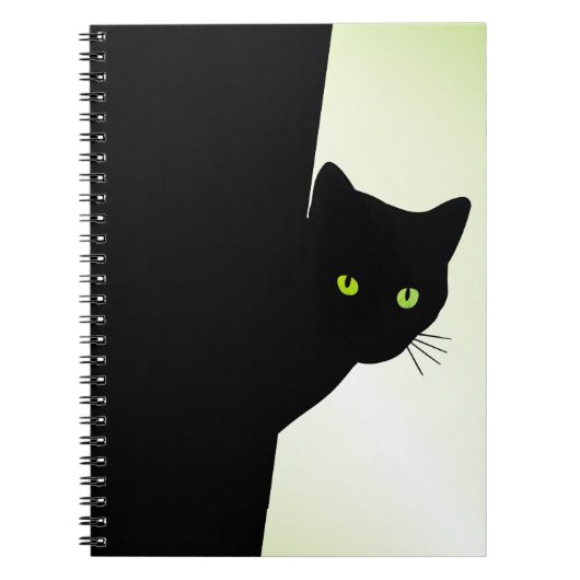 Green Mit Augen Black Cat Notizblock (Vorderseite)