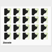 Green Mit Augen Black Cat Quadratischer Aufkleber (Blatt)