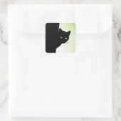 Green Mit Augen Black Cat Quadratischer Aufkleber (Tasche)
