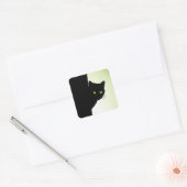 Green Mit Augen Black Cat Quadratischer Aufkleber (Umschlag)