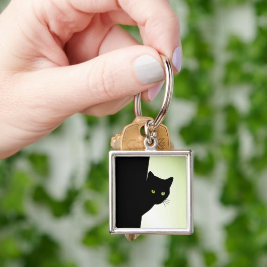 Green Mit Augen Black Cat Schlüsselanhänger (Hand)