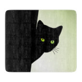 Green Mit Augen Black Cat Schneidebrett (Vorderseite)