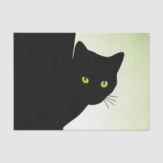 Green Mit Augen Black Cat Seidenpapier (Vorderseite)