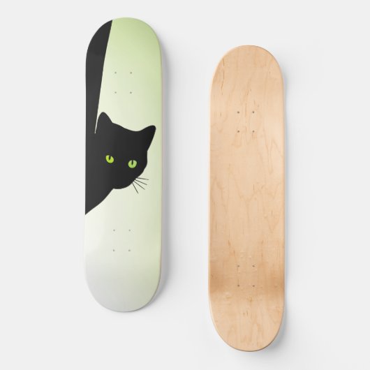 Green Mit Augen Black Cat Skateboard (Vorderseite)