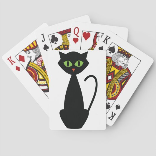 Green Mit Augen Black Cat Spielkarten (Rückseite)