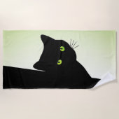 Green Mit Augen Black Cat Strandtuch (Vorderseite)