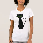 Green Mit Augen Black Cat T - Shirt (Vorderseite)