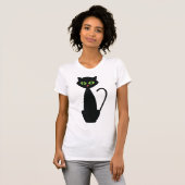 Green Mit Augen Black Cat T - Shirt (Vorne ganz)