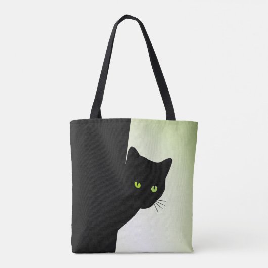 Green Mit Augen Black Cat Tasche (Rückseite)
