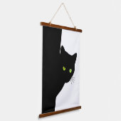 Green Mit Augen Black Cat Wandteppich Mit Holzrahmen (Gewinkelt)