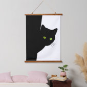 Green Mit Augen Black Cat Wandteppich Mit Holzrahmen (Schlafzimmer)