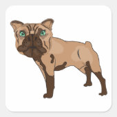 Green Mit Augen Bulldog Brown Hund Square Sticker (Vorderseite)