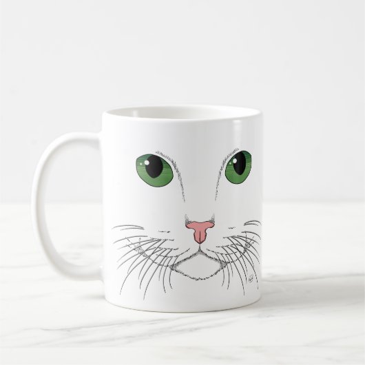 Green Mit Augen Cat Coffee Tasse (Links)