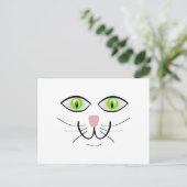 Green-Mit Augen Cat-Face-Cartoon Postkarte (Stehend Vorderseite)