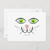 Green-Mit Augen Cat-Face-Cartoon Postkarte (Vorne/Hinten)