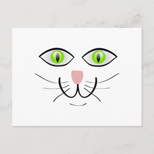 Green-Mit Augen Cat-Face-Cartoon Postkarte (Vorderseite)
