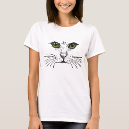 Green Mit Augen Cat Face Whiskers T-Shirt