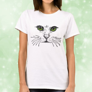 Green Mit Augen Cat Face Whiskers T-Shirt