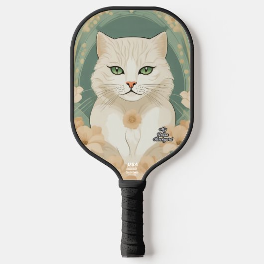 Green-Mit Augen Cat Personalisiert Pickleball Padd Pickleball Schläger (Vorderseite)