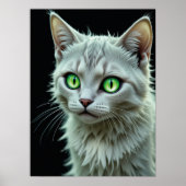 Green Mit Augen Cat Portrait Mystical Cat Art Poster (Vorne)