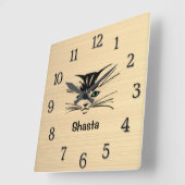 Green Mit Augen Cat Rustc Quadratische Wanduhr (Winkel)