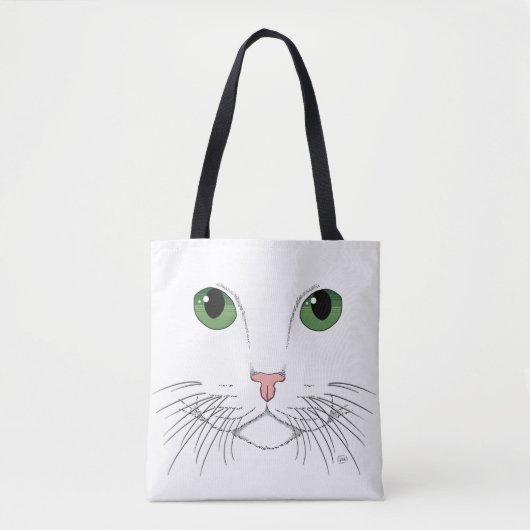 Green Mit Augen Cat Tote Bag Tasche (Vorderseite)