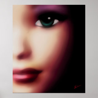 Green Mit Augen Girl Poster