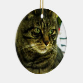 Green Mit Augen Tabby Face Keramikornament (Rechts)