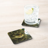 Green Mit Augen Tabby Face Untersetzer (Rechte Seite)