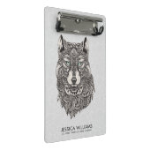 Green Mit Augen Verziert Wolf Illustration Mini Klemmbrett (Schrägansicht)