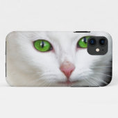 Green Mit Augen White Cat iPhone 5/5S Case (Rückseite (Horizontal))