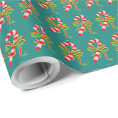 Green mit Candy Cane Weihnachtswrapping Paper Geschenkpapier (Rolleneckpunkt)
