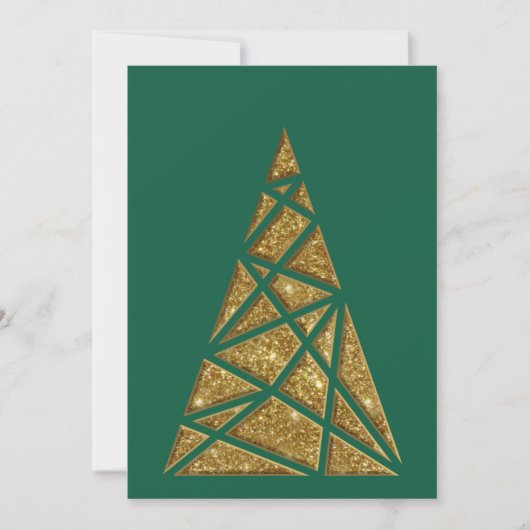 Green mit Gold Christmas Tree Flat Note Card Mitteilungskarte (Vorderseite)