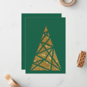 Green mit Gold Christmas Tree Flat Note Card Mitteilungskarte (Vorderseite/Rückseite Beispiel)
