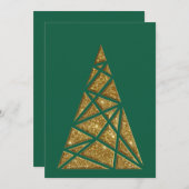 Green mit Gold Christmas Tree Flat Note Card Mitteilungskarte (Vorne/Hinten)
