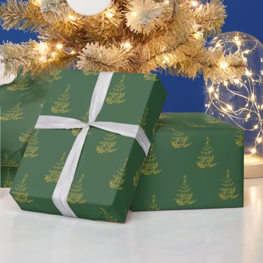 Green mit Gold Tree Weihnachten Geschenkpapier (Feiertage)