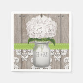 Green Mit Monogramm Hydrangea Mason Jar Serviette (Vorderseite)