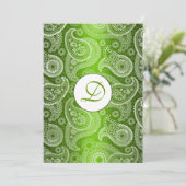 Green Mit Monogramm Paisley Wedding Einladung (Stehend Vorderseite)