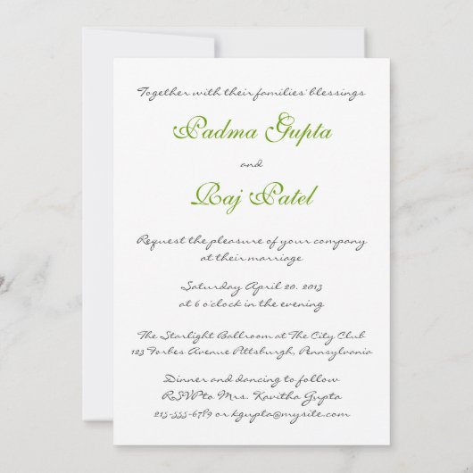 Green Mit Monogramm Paisley Wedding Einladung (Rückseite)